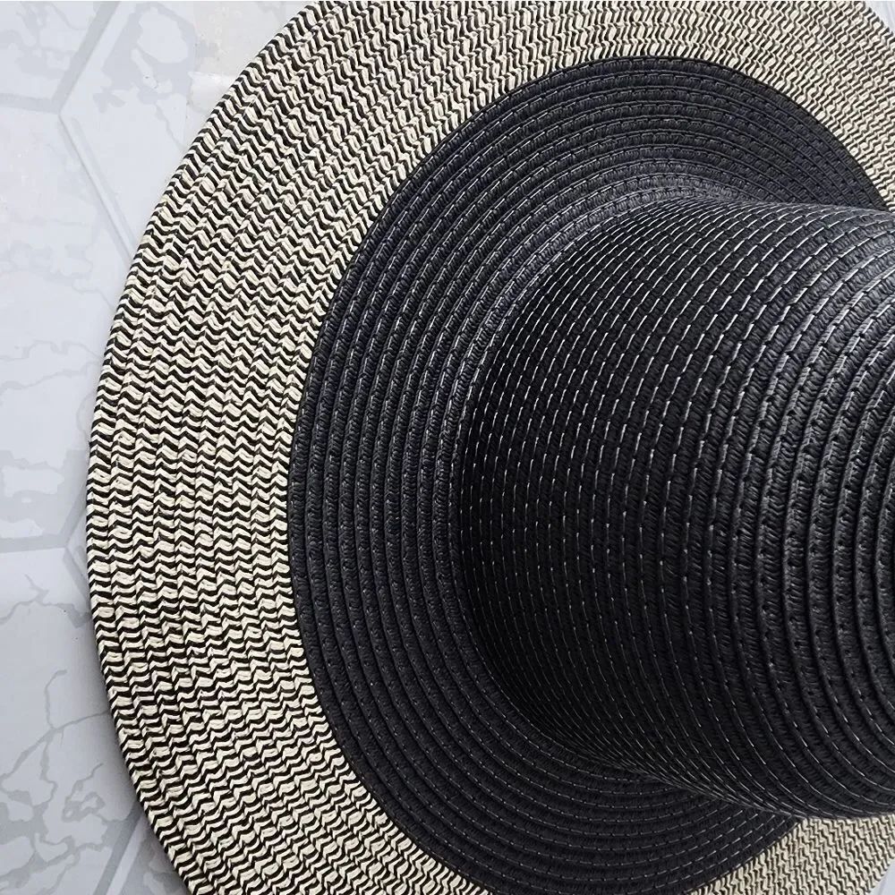 New Time and Tru Women's Striped Floppy Straw Hat, One Size - Picture 4 of 8